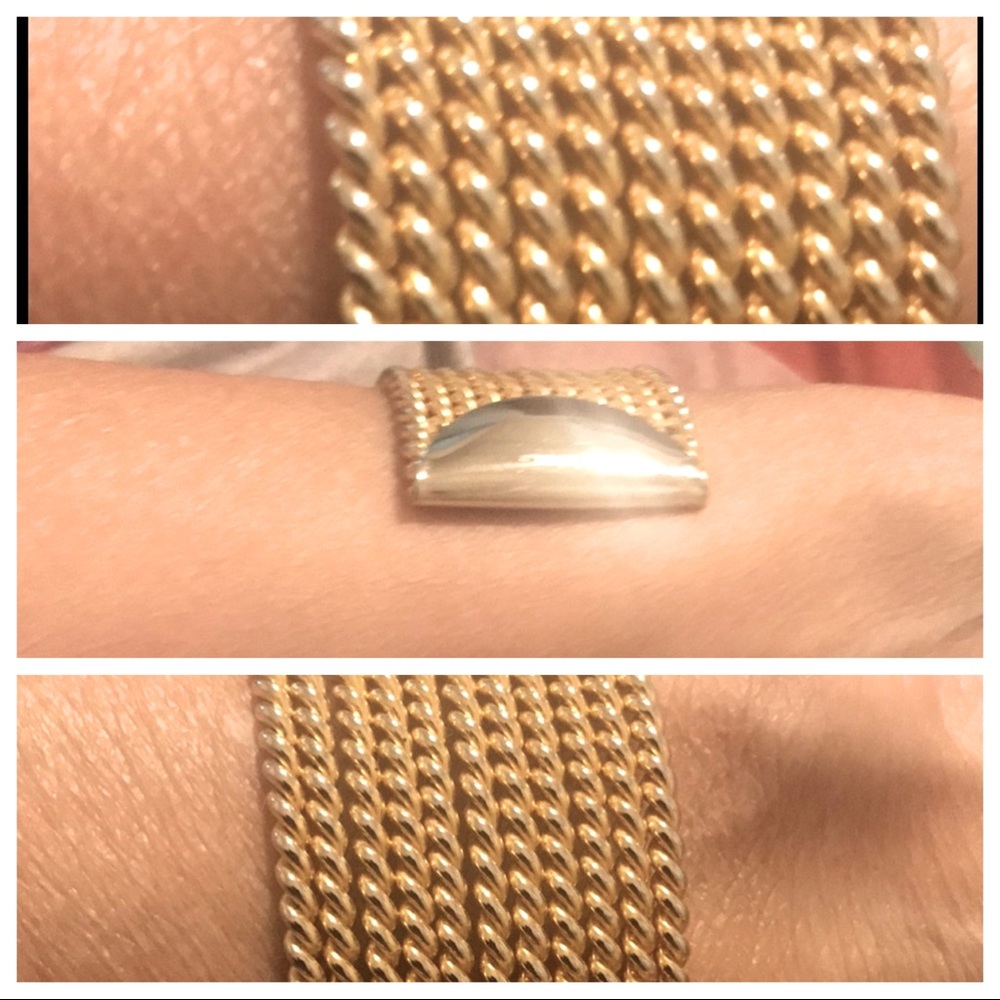 Beaded gold with silver adjustable cuff bracelet